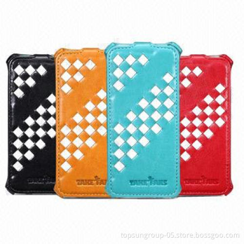 Luxury Knitted Pattern Microfiber Leather Business Case for iPhone 5, OEM Orders Welcomed